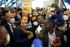Le président français Emmanuel Macron lors du sommet Afrique-France de Montpellier, le 8 octobre 2021. © DANIEL COLE/EPA/MAXPPP