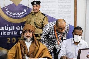 Seif el-Islam à Sebha, le 14 novembre 2021. © Libyan High National Electoral Comission FB Page / AFP