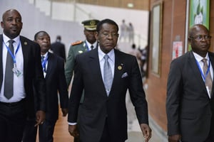 Teodoro Obiang Nguema Mbasogo à Addis-Abeba, le 10 février 2020. © MICHAEL TEWELDE/AFP