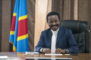 Christophe Mboso dans son bureau à Kinshasa, le 30 novembre 2021 © Arsène Mpiana pour JA