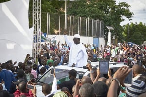 Soumaïla Cissé, lors de sa campagne à Bamako, en juillet 2018. © MICHELE CATTANI/AFP