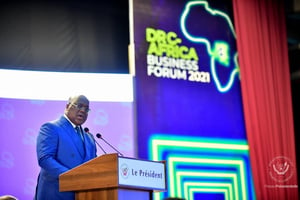 Lancement du DRC Africa Business Forum par Félix Tshisekedi au Palais du Peuple, le 24 novembre 2021, à Kinshasa. © Présidence RDC