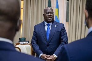 Le président congolais Félix Tshisekedi dans son bureau, à Kinshasa, le 20 avril 2021. © ASHLEY GILBERTSON/The New York Times-REDUX/REA