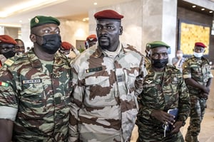 Mamadi Doumbouya, président de la transition en Guinée. © JOHN WESSELS/AFP