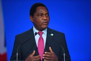 Le président de la Zambie, Hakainde Hichilema, à Glasgow, en Écosse, le 1er novembre 2021. © Andy Buchanan/Pool/REUTERS