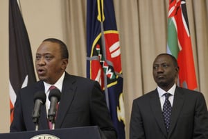 Le président kényan Uhuru Kenyatta et son vice-président William Ruto, à Nairobi, le 21 septembre 2017. © Khalil Senosi/AP/SIPA