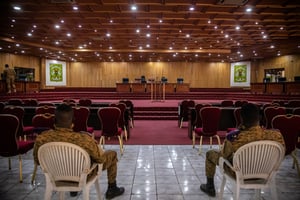 Reprise du procès de l’assassinat de Thomas Sankara au tribunal militaire de Ouagadougou, le 31 janvier 2022. © Sophie Garcia / Hans Lucas