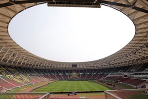 Le stade d’Olembe après le match entre le Cameroun et les Comores, à Yaoundé, Cameroun, le 25 janvier 2022. © Mohamed Abd El Ghany/REUTERS