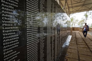 Mémorial rendant hommage aux personnes massacrées alors qu’elles cherchaient refuge dans l’église catholique de Ntarama, au Rwanda, pendant le généocide des Tutsi, en 1994. FILE – In this Friday, April 5, 2019 file photo, the names of those who were slaughtered as they sought refuge in the church, many with the same surname indicating a family, are written on a memorial to the thousands who were killed in and around the Catholic church during the 1994 genocide, outside the church in Ntarama, Rwanda. France’s role before and during 1994’s Rwandan genocide was a « monumental failure » that the country must face, the lead author of a sweeping report commissioned by President Emmanuel Macron said, as the country is about to open its archives from this period for the first time to the broader public.
© Ben Curtis/AP/SIPA