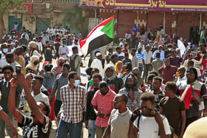 Manifestation contre le putsch militaire à Umdurman, le 14 février 2022 © AFP