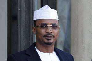 Le président de transition tchadien Mahamat Idriss Deby Itno au palais de l’Élysée, à Paris, le 12 novembre 2021. © LUDOVIC MARIN/AFP