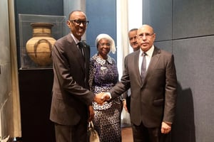Paul Kagame et Mohamed Ould Ghazouani, à l’issue de leur entretien en marge de l’Assemblée générale de l’ONU, en septembre 2019. © Presidence MR