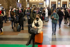 Gare centrale de Kiev, le 24 février 2022. © REUTERS/Volodymyr Petrov