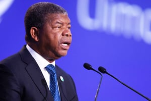 Le président angolais João Lourenço lors d’un discours au deuxième jour de la COP26 sur le climat, à Glasgow, le 2 novembre 2021. © ADRIAN DENNIS/POOL/AFP.