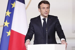 Emmanuel Macron, en février 2022. © Ian LANGSDON / POOL / AFP