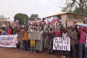 Manifestation à Bangui, le 5 mars 2022.