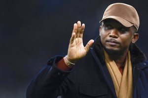 Samuel Eto’o, à Milan, lors d’un match opposant l’Inter à l’US Salernitana, le 4 mars 20222. © Nicolu Campo/Sipa USA/SIPA.