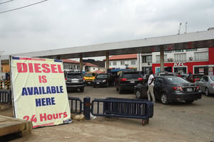 Diesel disponible dans une station-service à Lagos au Nigeria, le 14 mars 2022. © PIUS UTOMI EKPEI/REUTERS