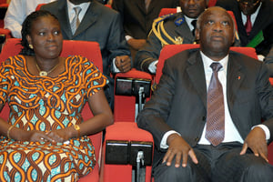 Simone et Laurent Gbagbo à Yamoussoukro, en septembre 2008. © ISSOUF SANOGO/AFP