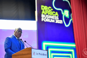 Félix Tshisekedi au DRC-Africa Business Forum à Kinshasa, le 24 novembre 2021. © Présidence de RDC