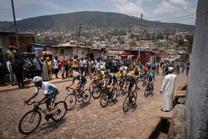 Dernière étape du Tour du Rwanda, en février 2022, à Kigali. © SIMON WOHLFAHRT/AFP