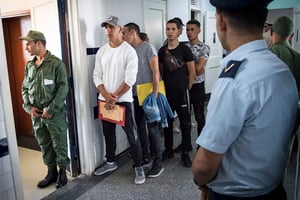 Recrutement pour le service militaire dans une base de l’armée de l’air à Kenitra, le 19 août 2019. © FADEL SENNA/AFP