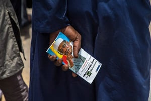 Lors des funérailles nationales du défunt président tchadien Idriss Déby Itno à N’Djamena, le 23 avril 2021. © CHRISTOPHE PETIT TESSON/AFP