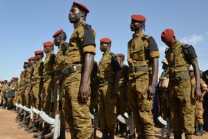 Des soldats burkinabè à Ouagadougou, en mars 2018. © AHMED OUOBA / AFP