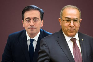 José Manuel Albares, ministre espagnol des Affaires étrangères, et Ramtane Lamamra, son homologue algérien. © Montage JA ; LouizaAmmi pour JA, Nolsom