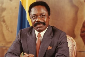 Omar Bongo Ondimba, le président gabonais, à Libreville, en 1986. © Archives JA