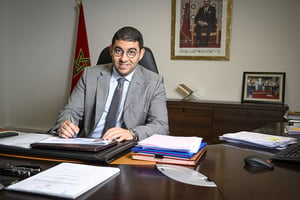Mohamed Mehdi Bensaïd, ministre marocain de la Jeunesse, de la Culture et de la Communication, à  Rabat, le 13 avril 2022. © HOC pour JA.