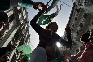 Une manifestation anti-gouvernementale à Alger, le 9 avril 2021. © RYAD KRAMDI/AFP