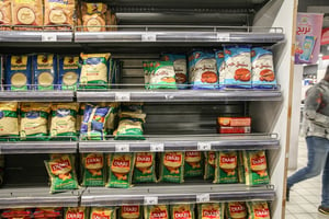 Début de pénurie dans un supermarché tunisois, le 8 avril 2022. © Chedly Ben Ibrahim/Bloomberg/Getty