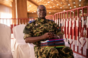 Le général Gilbert Diendéré au tribunal militaire de Ouagadougou, le 9 novembre 2021. © SOPHIE GARCIA/Hans Lucas via AFP