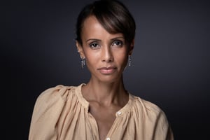 L’ex-Miss et actrice franco-rwandaise, Sonia Rolland, en octobre 2021. © JOEL SAGET/AFP