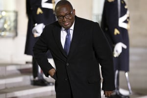 Fidèle Sarassoro, directeur de cabinet du président Alassane Ouattara, le 16 février 2022. Chief of staff of Ivorian president Fidele Sarassoro arrives for a meeting on Sahel with leaders from the region  at the Elysee palace in Paris, on February 16, 2022. – President Emmanuel Macron hosts African leaders on February 16, 2022 ahead of an expected announcement that France is withdrawing its troops from Mali after an almost decade-long deployment to battle a jihadist insurgency. 
© LUDOVIC MARIN/AFP