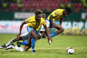 Lors des huitièmes de finale de la Coupe d’Afrique des Nations (CAN) 2021 entre le Burkina Faso et le Gabon, au stade Omnisport de Limbé, le 23 janvier 2022. © CHARLY TRIBALLEAU/AFP