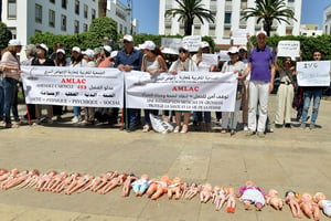 Manifestation en faveur de l’élargissement de l’accès à l’avortement, à Rabat, le 25 juin 2019. © AFP