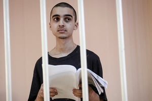 Brahim Saadoun, 21 ans, lors de son procès. © Konstantin Mihalchevskiy / Sputnik via AFP