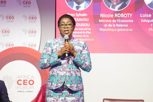Rose Ossouka Raponda lors de l’Africa CEO Forum, à Abidjan, le 14 juin 2022. © Flickr