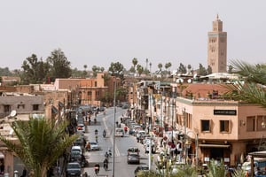 Une vue de la Koutoubia depuis un toit de Marrakech. © Xavier Malafosse/SIPA
