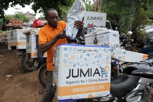 Un livreur de Jumia à Lagos. © Pius Utomi Ekpei / AFP