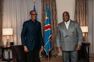 Paul Kagame et Félix Tshisekedi, en décembre 2021. © Presidency Rwanda