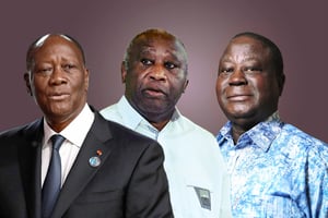 Alassane Ouattara, Laurent Gbagbo et Henri Konan Bédié. © Montage JA; Issouf SANOGO / AFP – Gonzalo Fuentes / REUTERS – Vincent Fournier / JA