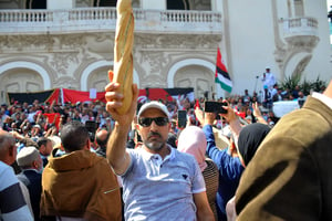 Manifestation contre le président tunisien Kaïs Saïed à Tunis, Tunisie, le 15 mai 2022. © Yassine Mahjoub/SPUS/ABC/Andia.