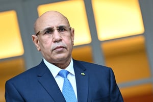 Le président mauritanien Mohamed Ould Cheikh El Ghazouani, le 17 mars 2022 à Madrid. © GABRIEL BOUYS / AFP