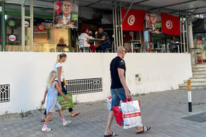 À Tunis, le 15 juillet 2022, à quelques jours du référendum constitutionnel du 25 juillet. © JIHED ABIDELLAOUI/REUTERS