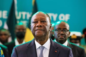 Alassane Ouattara, le 3 juillet à Accra. © Francis Kokoroko/REUTERS