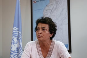 Najat Rochdi lors d’une interview à Baabda, au Liban, le 15 août 2020. © REUTERS/Issam Abdallah