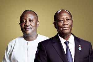 Umaro SIssoco Embaló et Alassane Ouattara. © Montage JA :  Vincent Fournier/JA ; LUDOVIC MARIN/AFP